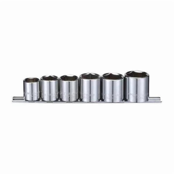 Westward 3/8" Drive Socket Set, SAE, 11/16 to 1 in, Chrome, 6-Pieces 53PN38