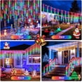 thumbnail image 4 of Solar Meteor Shower Icicle Lights - 20" 8 Tubes 288 LED Multicolor Raindrop Lights with Remote Timer - Holiday Party Christmas Decor (Multicolor), 4 of 8