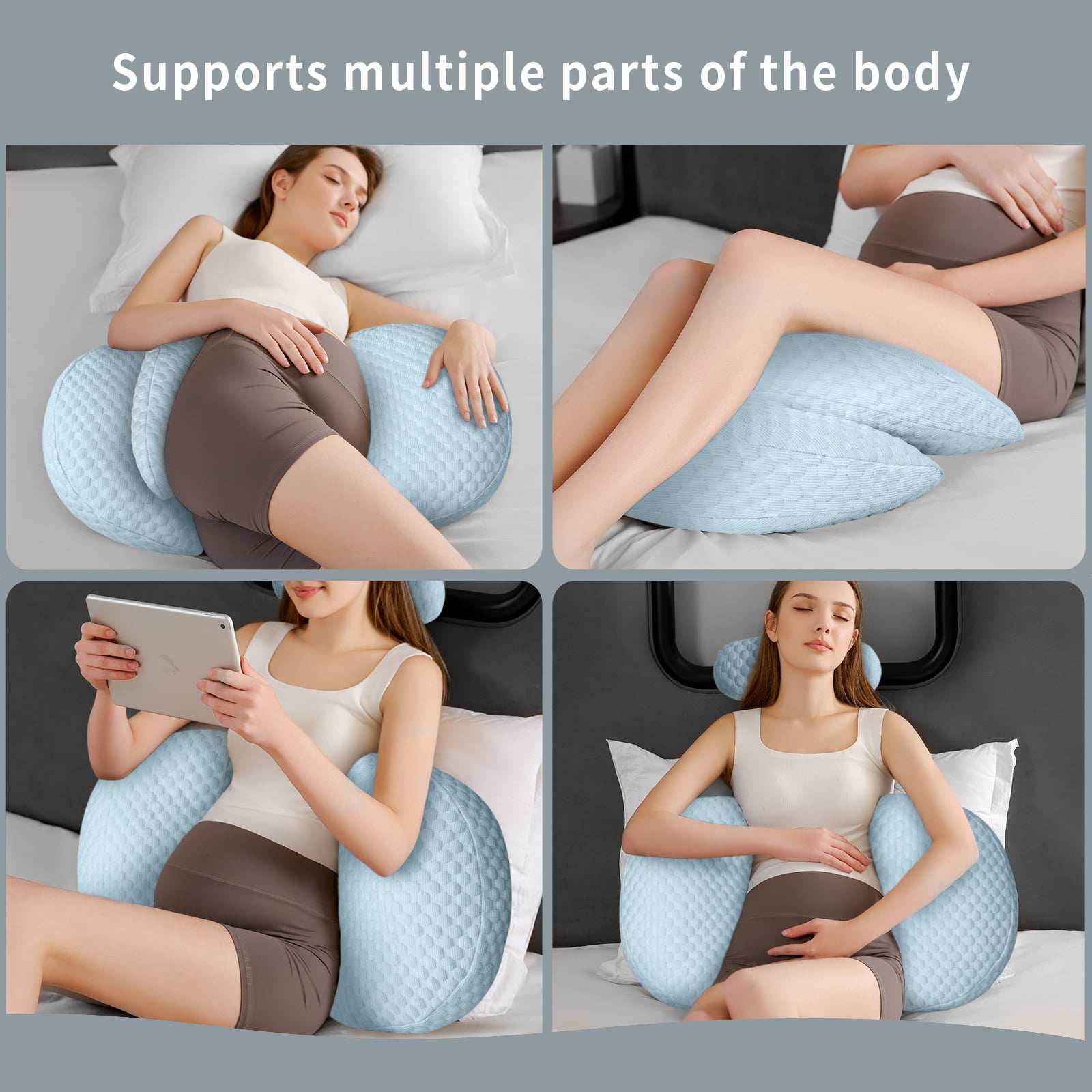 Pregnant Women's Side Sleeping Pillow Adjustable Length Portable Maternity Pillow to Support Waist and Backside