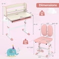 thumbnail image 3 of Gymax Kids Desk & Chair Set Height Adjustable Children School Study Table & Chair Pink, 3 of 7