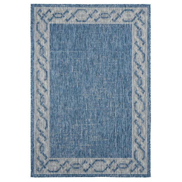 63" x 90" x 0.04" Blue Polypropylene Area Rug