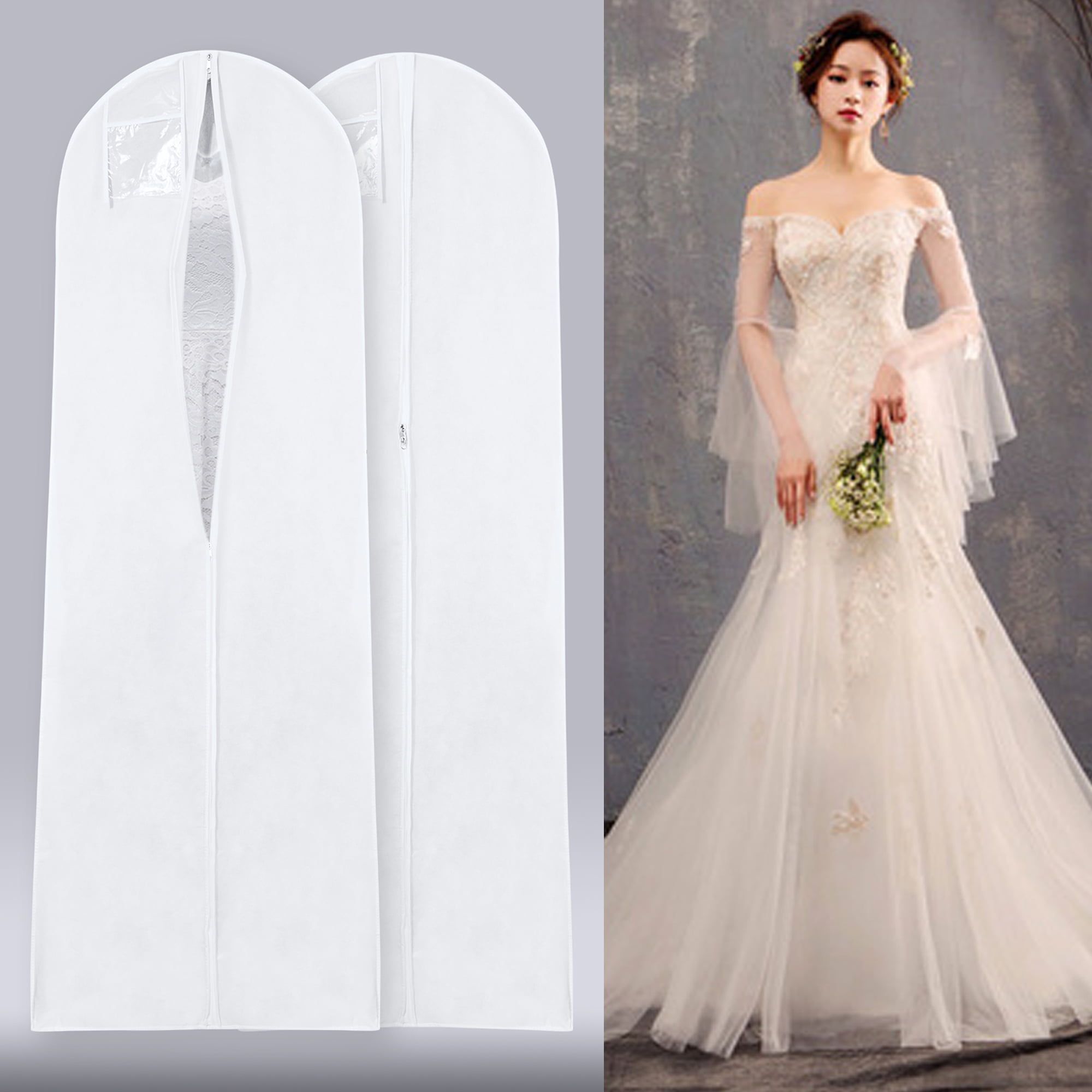 Long Dust-proof  Garment Dress Cover Bridal Wedding Dresses Gown Zip Storage Bag 