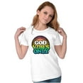 thumbnail image 3 of God Vibes Only Good Feels Religion Womens Slim Fit Graphic Tee Brisco Brands S, 3 of 5