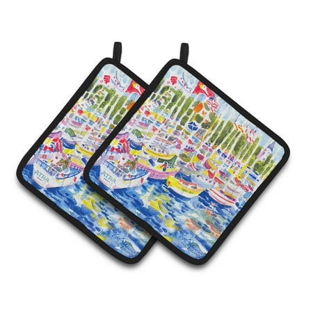 

Carolines Treasures 6117PTHD Bunch of Boats at Harbour Pair of Pot Holders
