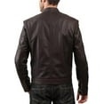 thumbnail image 2 of Men Slim Fit Motorcycle Lambskin Leather Brown Jacket Coat Outwear Jackets Mens A707, 2 of 3