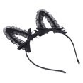 thumbnail image 1 of Diadema con orejas de encaje para mujeres y niñas, bonita decoración con lazo, diadema para fiesta de Halloween y Cosplay, 1 of 8