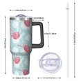 thumbnail image 2 of 40oz Pioneer Flower Floral Print Pattern Insulated Tumbler with Handle, BPA-Free Leak Proof Lid and Straws, Double Wall Vacuum, Hot 12h/Cold 34h, 2 of 6