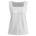 thumbnail image 6 of HomeDM Women's Sleeveless Tank Tops Square Neck Loose Fit Summer T-Shirts Solid Color Trendy Pleated Tops White Size L, 6 of 8