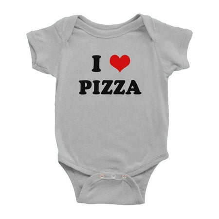 

I Heart Pizza Love Food Funny Baby Romper (Gray 3-6 Months)