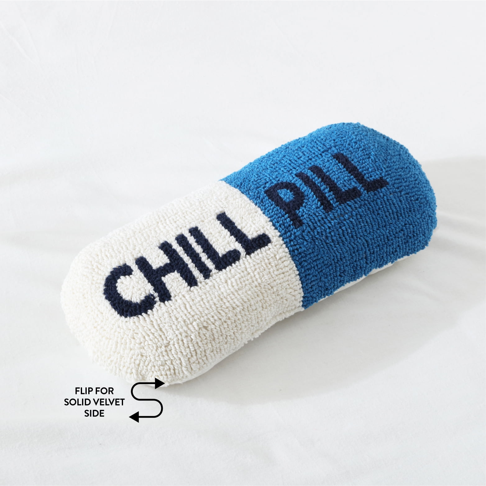 (2 pack) Mainstays Chill Pill Shaped Decorative Pillow, 20 in x 8 in, Cobalt