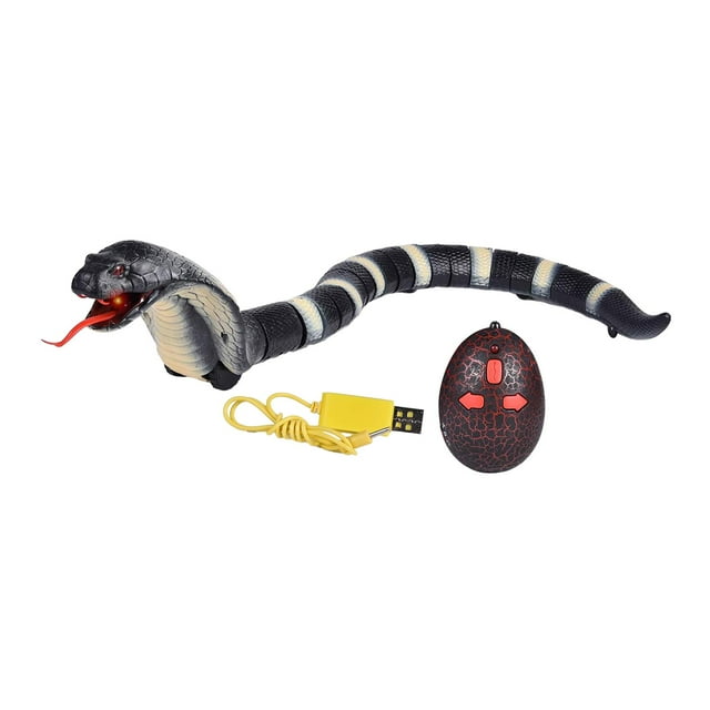 Bunblic Realistic RC Snake Toy Rattlesnake Robotic Toy Infrared Fake Snake Snake Scary Trick Toy Remote Control Snake for Christmas Black