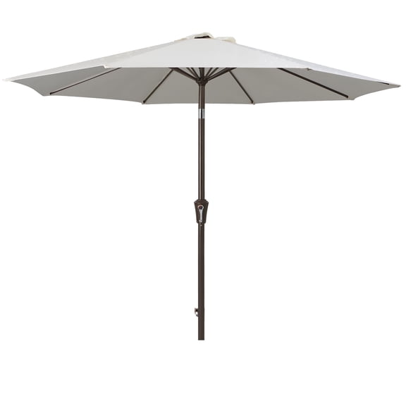 NAPWANT 9ft Patio Umbrella, 8 Sturdy Ribs Outdoor Table Umbrella with Push-Button Tilt & Crank for Garden, Deck, and Pool White