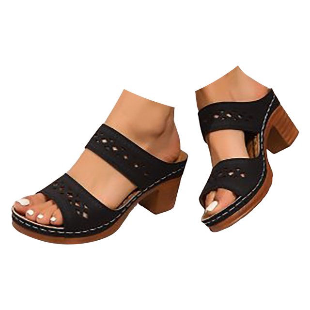 Womens Sandals Dressy Chunky Heeled Sandals Pour Femmes Slip On Gold Sandals Open Toe Block Heels