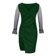 thumbnail image 4 of Bescita Femmes Robe d'Automne V-Cou Manches Longues Perceuse Chaude Maille Robe Irrégulière Vente de Dégagement, 4 of 5