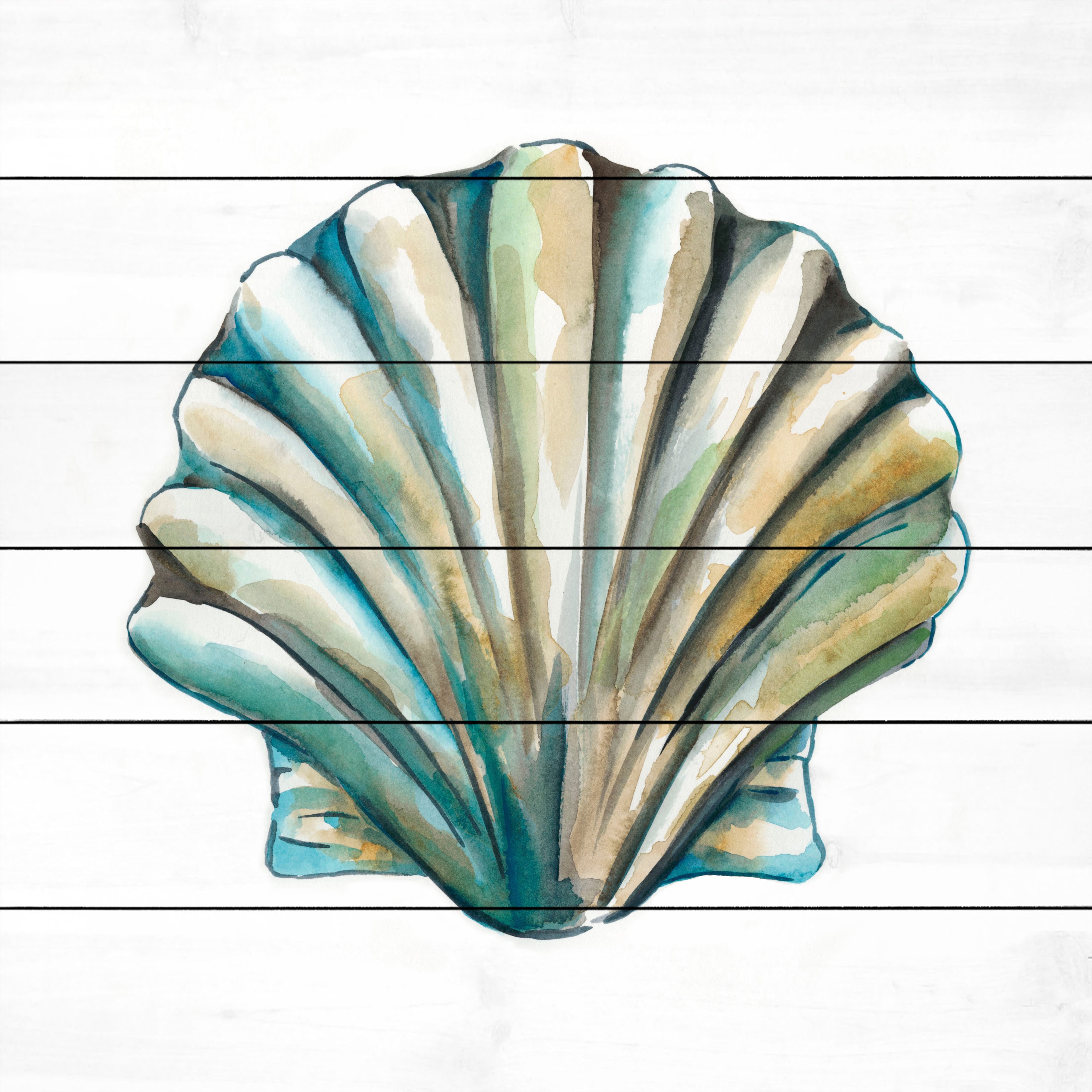 Marmont Hill "Aquarelle Shells VI" Painting Print on White Wood