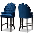 thumbnail image 5 of Wholesale Interiors Baxton Studio Chloe Modern and Contemporary Navy Blue Velvet Upholstered and Dark Brown Finished Wood 2-Piece Bar Stool, 5 of 6