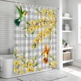thumbnail image 5 of Spring Forsythia Flowers Shower Curtain Set - 72" x 78" Washable Bathtub Curtain with 12 Hooks, Yellow Floral Hummingbird Gray Plaid Waterproof Fabric Stall Shower Curtains for Bathroom/Bathtub, 5 of 6