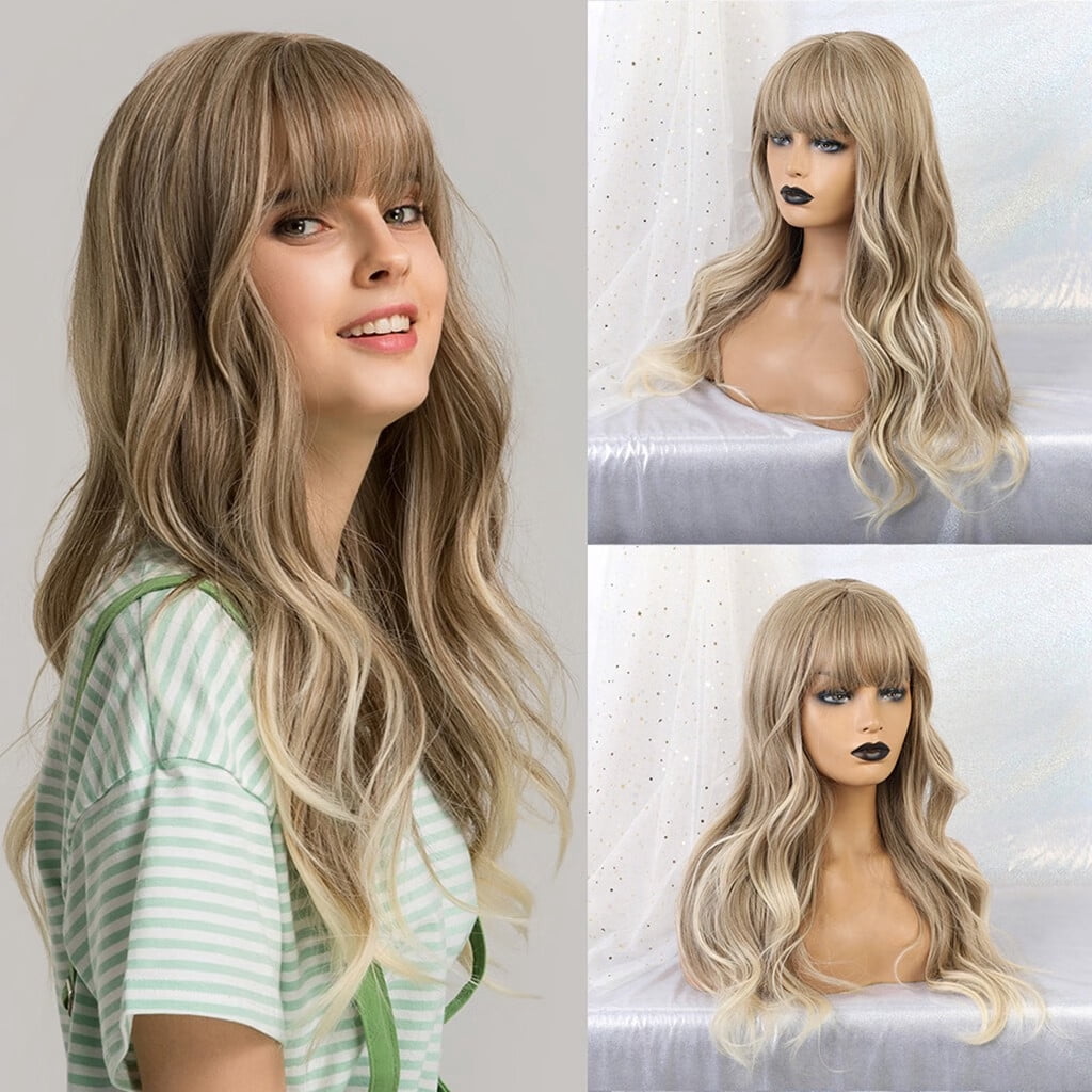 DOPI Fashion Women Full Hair Wig With Bangs Long Straight Hair Wigs