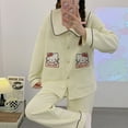 thumbnail image 4 of Hello Kitty Ensemble de Pyjamas en Coton à Manches Longues pour Femmes - Automne/hiver Épaissi Imprimé Dessin Animé Portable à l'Extérieur, 4 of 5