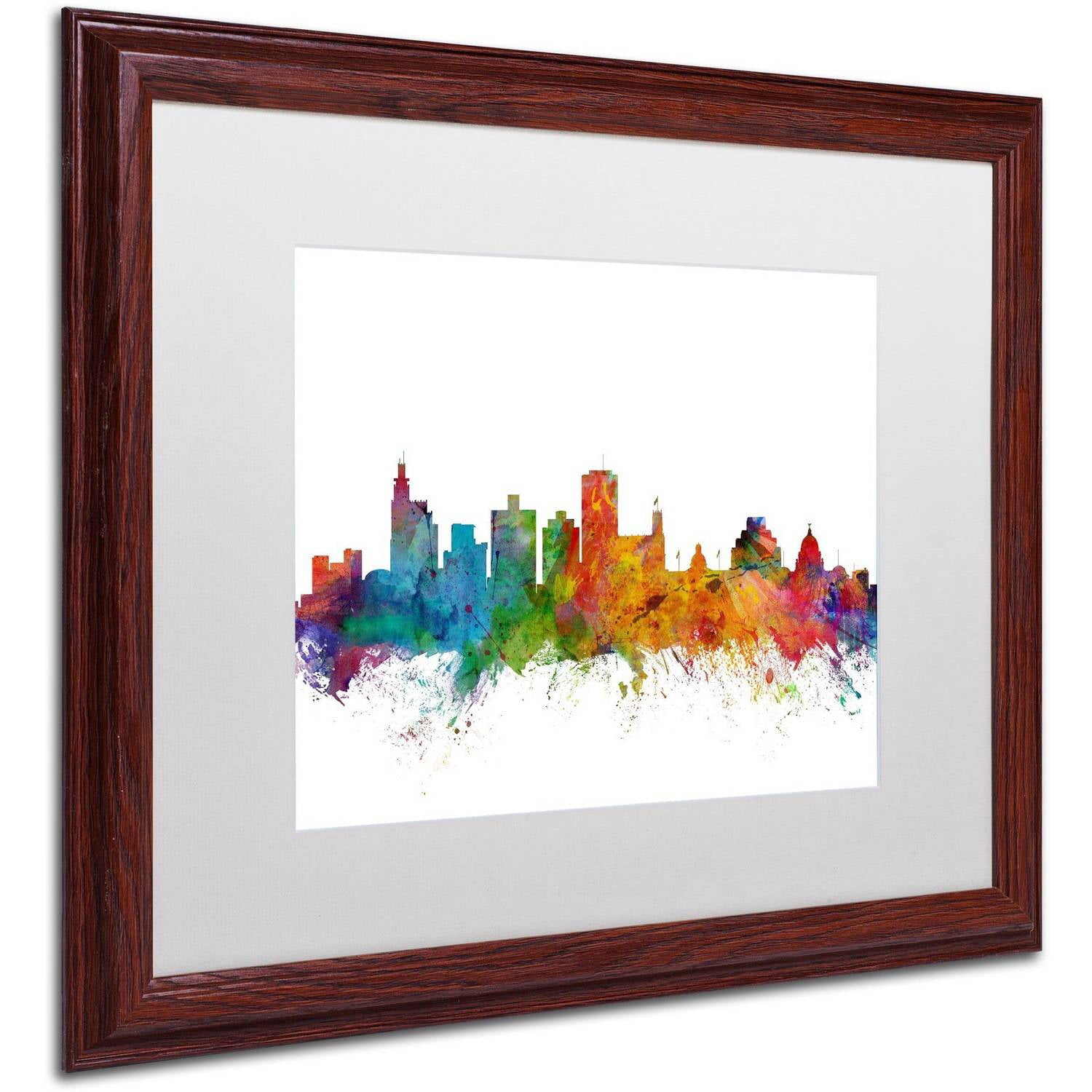 Trademark Fine Art 'Jackson Mississippi Skyline' Canvas Art by Michael Tompsett, White Matte, Wood Frame