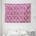 thumbnail image 1 of Harbour Stripe Tapestry, Blue Anchors on Horizontal Paintbrush Stripes Marine Graphic, Wall Hanging for Bedroom Living Room Dorm Decor, 80W X 60L Inches, Dark Blue Magenta White, by Ambesonne, 1 of 2