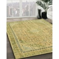 thumbnail image 2 of Ahgly Company Indoor Round Abstract Golden Brown Yellow Abstract Area Rugs, 4' Round, 2 of 6