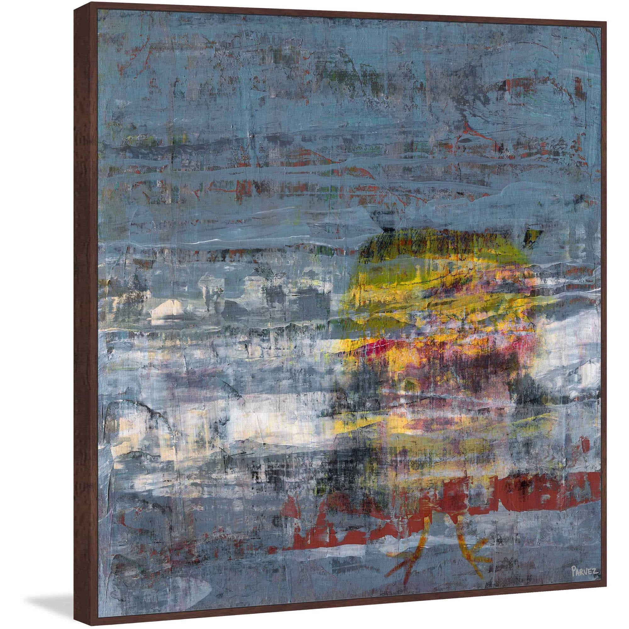 "Yellow Owl" Floater Framed Painting Print on Canvas