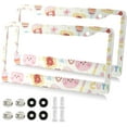 thumbnail image 2 of GZHJMY Cute Rabbit License Plate Frames 2pcs, Waterproof Aluminum Alloy Front Rear Tag Car License Plate Cover with Screw Cap Set for US Vehicles, 12 x 6 Inch, 2 of 7