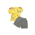 thumbnail image 3 of Sedceaty Boy's Summer Two Piece Set, Children's Dinosaur Printed Crew Neck T-shirt Shorts with Pocket for Toddlers, 3 of 9