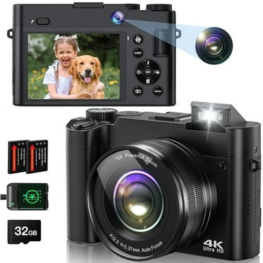 4K Digital Camera 64MP for Photography Autofocus Dual Lens Vlogging Camera for YouTube 32GB SD Card