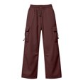 thumbnail image 6 of Huowey Womens Baggy Cargo Pants Wide Leg Hiking Pants With Pockets Drawstring Casual Daily Trendy Travel Trousers,XXXXL, 6 of 6
