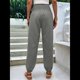 thumbnail image 5 of Pantalones de Trabajo Bohemios de Verano para Mujer, Informales, Plisados, Elásticos, de Cintura Alta, Anchos y con Bolsillos. Gris M, 5 of 9