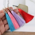 thumbnail image 2 of U8MO 9cm Golden Hollow Out Alloy Cap Tassel DIY Anti-wrinkle Earring Tassels Pendent-Pink, 2 of 6