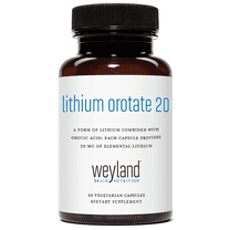 Weyland Brain Nutrition - Lithium Orotate 20mg, 60 Vegetarian Capsules, Lithium Supplement
