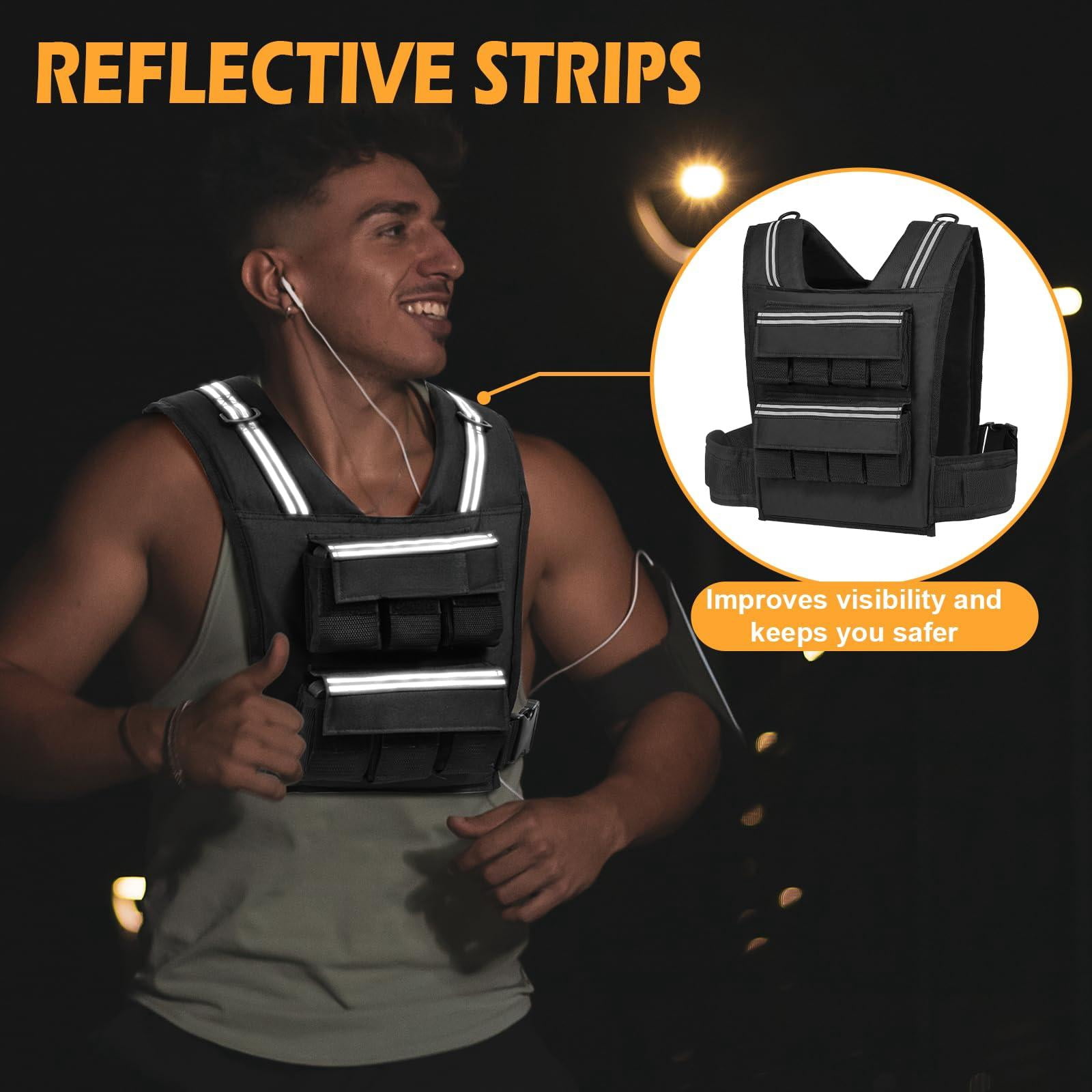 Black 30 LB Adjustable Weighted Vest for Strength Training Workout Running Walking