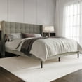 thumbnail image 2 of Home Design Danville Twin Tufted Upholstered Platform Bed with Wingback Headboard and Foam Cushion, Gray, Easy Assembly, 2 of 6