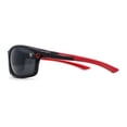 thumbnail image 3 of Mens Lion Shield Emblem 90s Racer Rectangle Wrap Sunglasses Black Red, 3 of 4