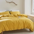 thumbnail image 6 of Simple&Opulence 100% Belgian Flax Linen Duvet Cover King Size -3 Pieces - Natural Flax French Country Bedding Set - Breathable Farmhouse Comforter Cover with Coconut Button Closure - Mustard Yellow, 6 of 7