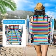 thumbnail image 4 of Portable Beach Chair for Adults, Outdoor Camping Chair Lay Flat Folding Backpack Beach Reclining Chair with 5 Positions, Headrest, Cup Holder, Heavy Rainbow Striped, 4 of 13
