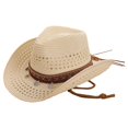 thumbnail image 4 of OOOUM Breathable Cowboy Hat For Men Women Woven Band Metal Charms Sun Hat Festival Outdoor Vacation Cowgirl Hat White, 4 of 4