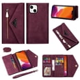 thumbnail image 1 of Nalacover for iPhone 12 Pro / 12 Wallet Case,360 Protection PU Leather and Soft TPU Magnetic Flip Folding Kickstand Card Slots Zipper Pocket Shockproof Cover with Crossbody Shoulder Strap.Winered, 1 of 14