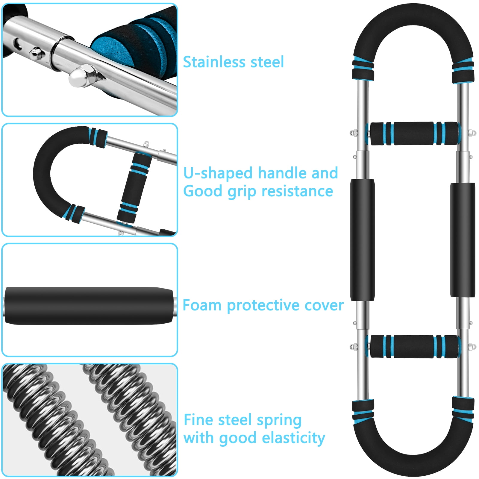 LOVJOYSE Twister Arm Trainer, 66-110lb Adjustable Chest Workout Equipment, Chest Trainer for Men, Portable Detachable Spring Resistance Home Fitness Equipment for Enhancing Upper Body Muscle, Blue