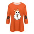 thumbnail image 6 of Trgacdwlo Halloween 3/4 Sleeve Tops for Women Funny Pumpkin Graphic Crew Neck Shirts for Women Cat on Pumpkin Full Moon Fall Pullover Tops M, 6 of 7