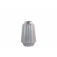 thumbnail image 1 of Benzara BM134191 Round Vase with Round Lip Ribbed Design Body - Silver - 4.75 x 4.75 x 8 in. & Small, 1 of 1