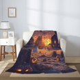 thumbnail image 5 of Throw Blanket for Couch Sofa and Bed, Halloween Farm Pumpkin Ghost A Super Soft Plush Throw Blanket, Fuzzy Cuteness Comfy Warm Washable Flannel Blanket & Throws for All Season, 5 of 7