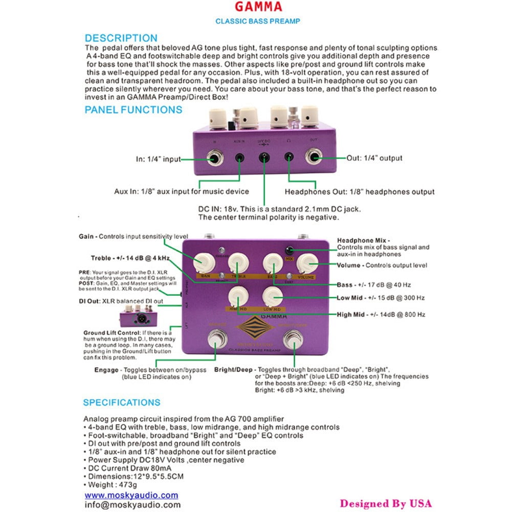 1pc Guitar Distortion Preamp Metal Ultra Bass Effector VersatileWith 6-Band EQ & Headphone Output Electric Guitar Accessories