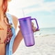 thumbnail image 2 of Juego de 4 Vasos con agarradera Textura diamante doble pared 600 ml con popote Morado Tornasol, 2 of 9