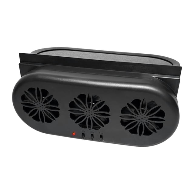 Electric Car Fans with Solar Panel USB/Solar Charging 3 Head Ventilation Fan Front