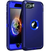RegSun for iPhone SE 2022/2020 Case,Built-in Screen Protector, Shockproof 3-Layer Full Body Protection Rugged Heavy Duty High Impact Hard Cover Case for iPhone SE 3nd Gen 4.7-inch,Dark Blue