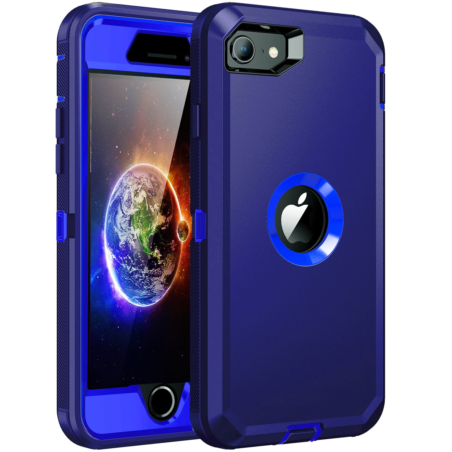 RegSun for iPhone SE 2022/2020 Case,Built-in Screen Protector, Shockproof 3-Layer Full Body Protection Rugged Heavy Duty High Impact Hard Cover Case for iPhone SE 3nd Gen 4.7-inch,Dark Blue